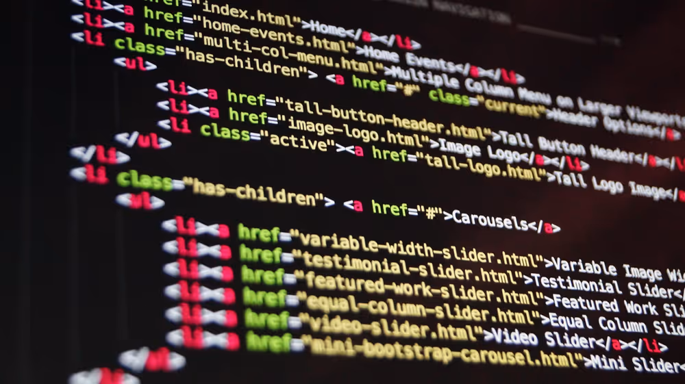 Code editor showing a website build